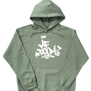 MF Doom Hoodie with Graffiti Design Military Green